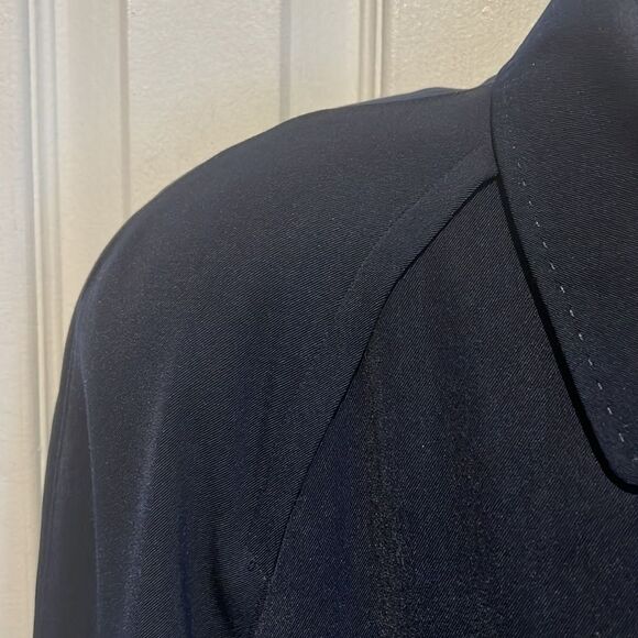 Sequence Navy Blue Lined Button Up Trench Coat Size 12 - Picture 3 of 14